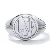 Mason Wedding ring round retro letter signet 18ct white gold