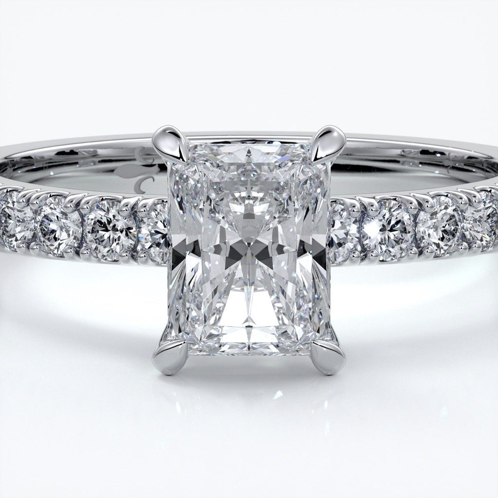Megan Engagement Ring emerald diamond band 18ct white gold