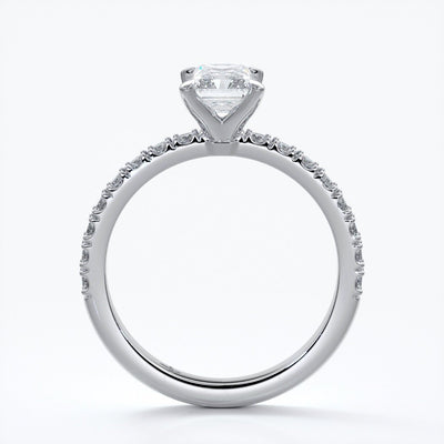 Megan Engagement Ring emerald diamond band 18ct white gold