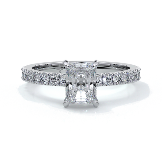 Megan Engagement Ring emerald diamond band 18ct white gold