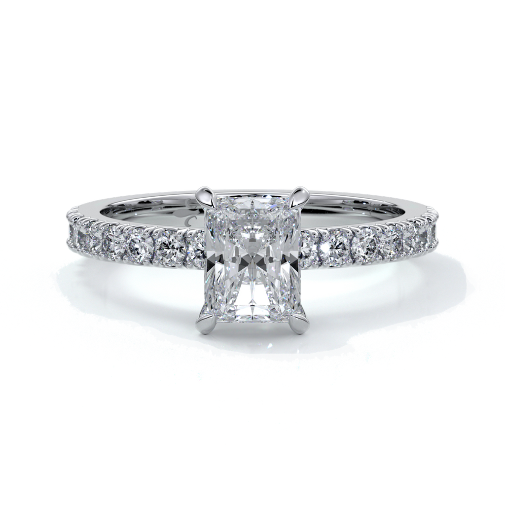 Megan Engagement Ring emerald diamond band 18ct white gold