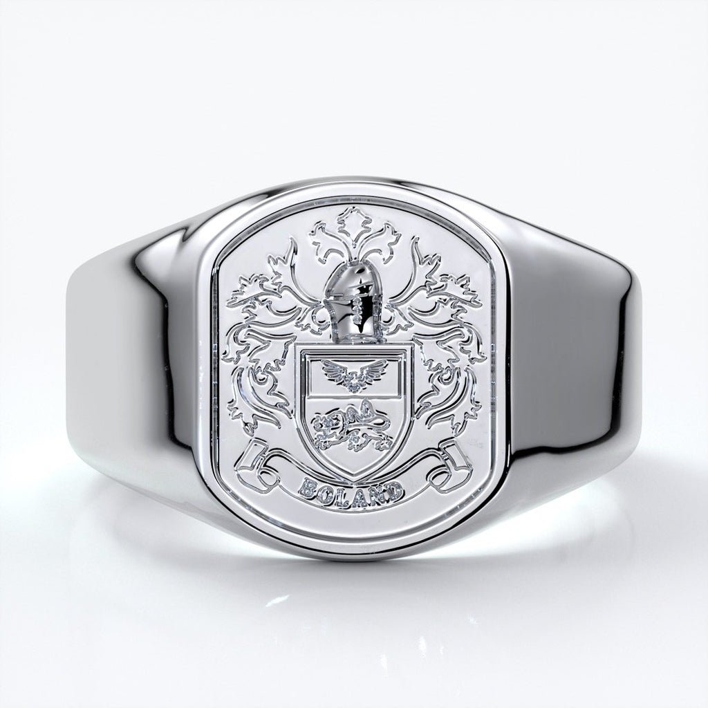 Nicholas Wedding ring crest ring 18ct white gold