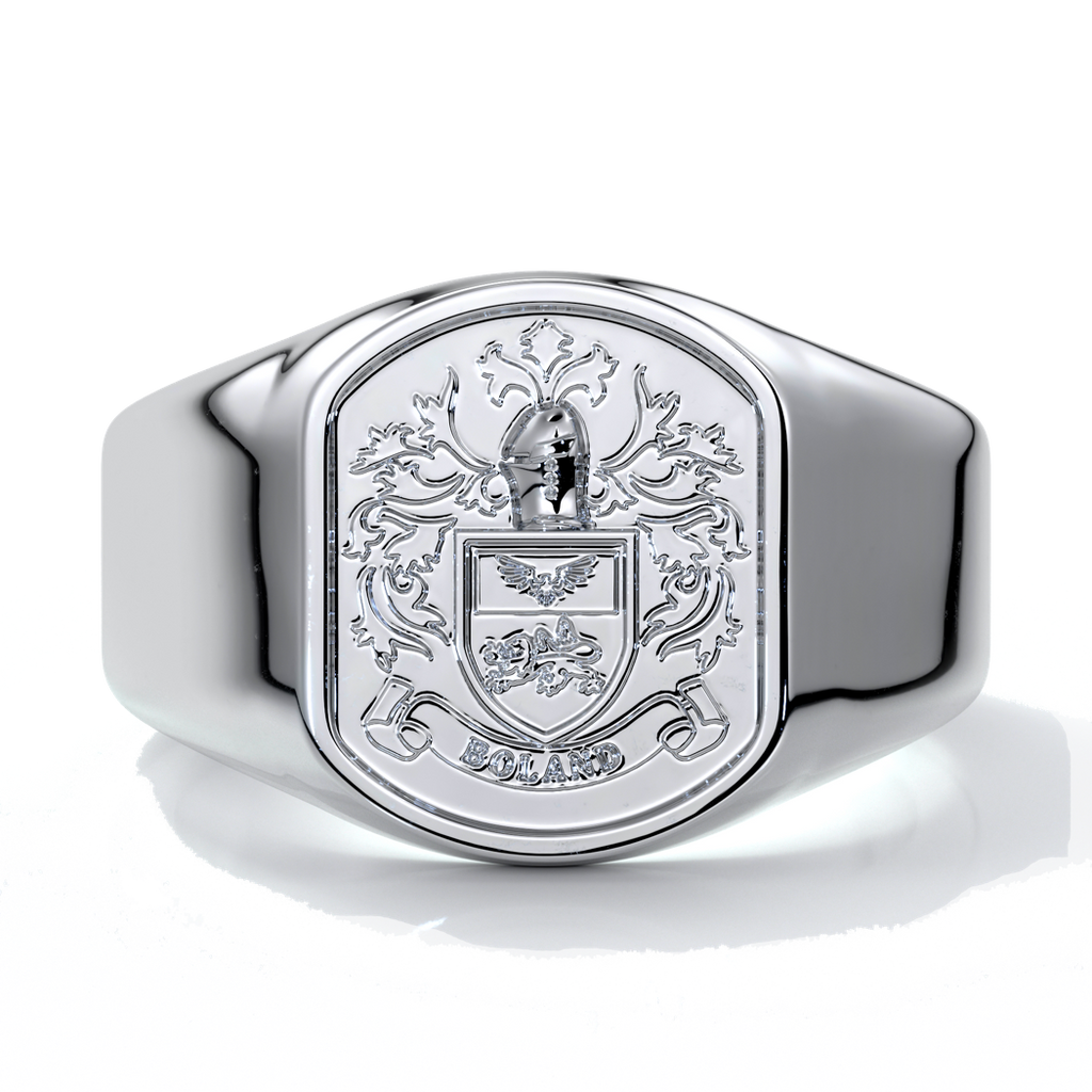 Nicholas Wedding ring crest ring 18ct white gold