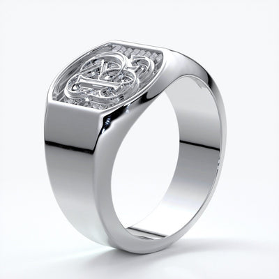 Otto Wedding rings crest ring monogram 18ct white gold