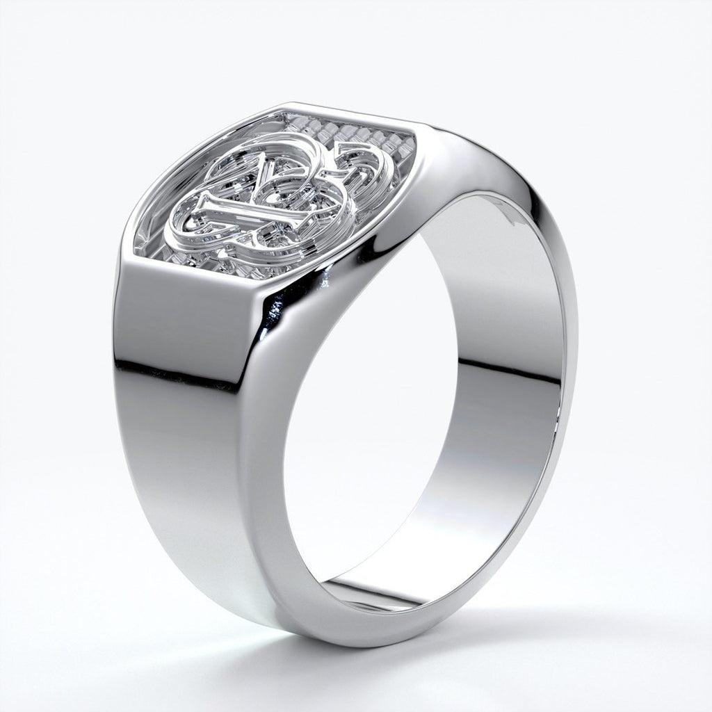 Otto Wedding rings crest ring monogram 18ct white gold