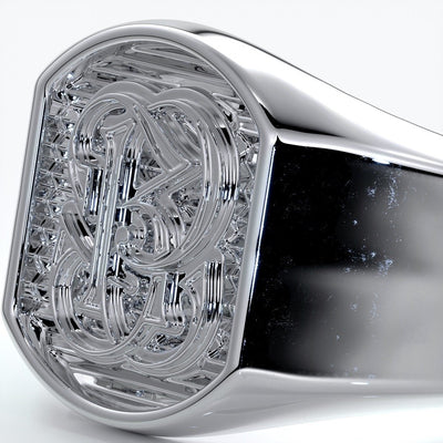 Otto Wedding rings crest ring monogram 18ct white gold