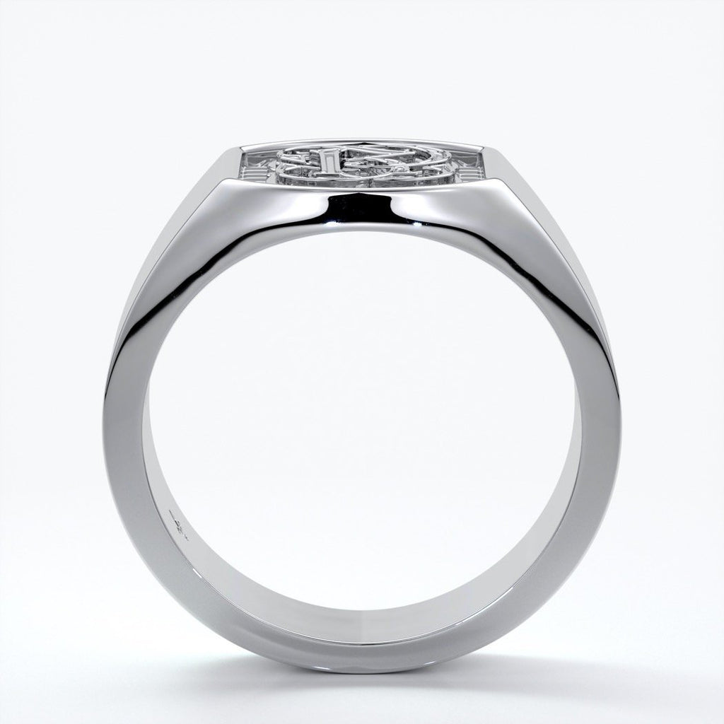 Otto Wedding rings crest ring monogram 18ct white gold