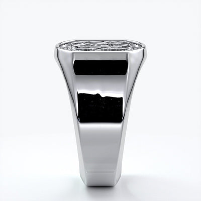 Otto Wedding rings crest ring monogram 18ct white gold