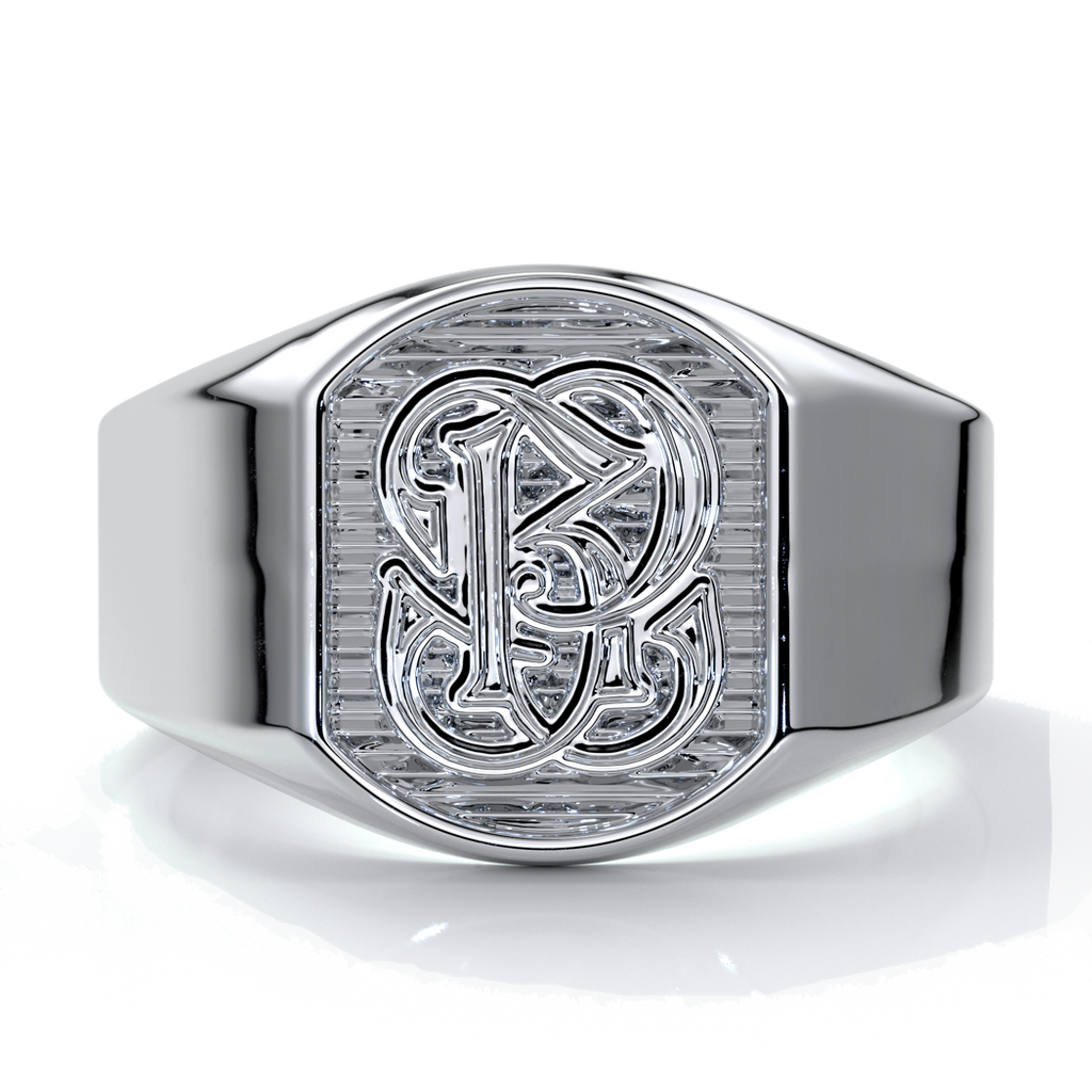 Otto Wedding rings crest ring monogram 18ct white gold