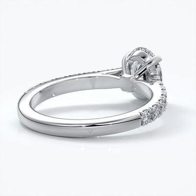 Penelope Engagement ring oval diamond 4 claw cathedral diamond band 18ct white gold
