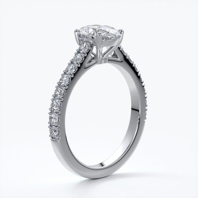 Penelope Engagement ring oval diamond 4 claw cathedral diamond band 18ct white gold