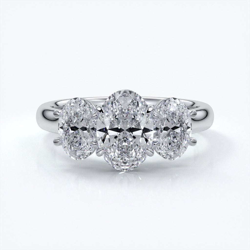 Vera Engagement ring oval trilogy straight platinum