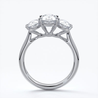 Vera Engagement ring oval trilogy straight platinum