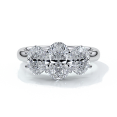Vera Engagement ring oval trilogy straight platinum