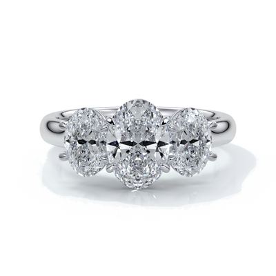Vera Engagement ring oval trilogy straight platinum