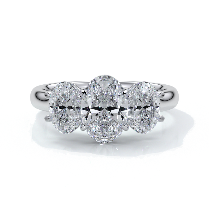 Vera Engagement ring oval trilogy straight platinum