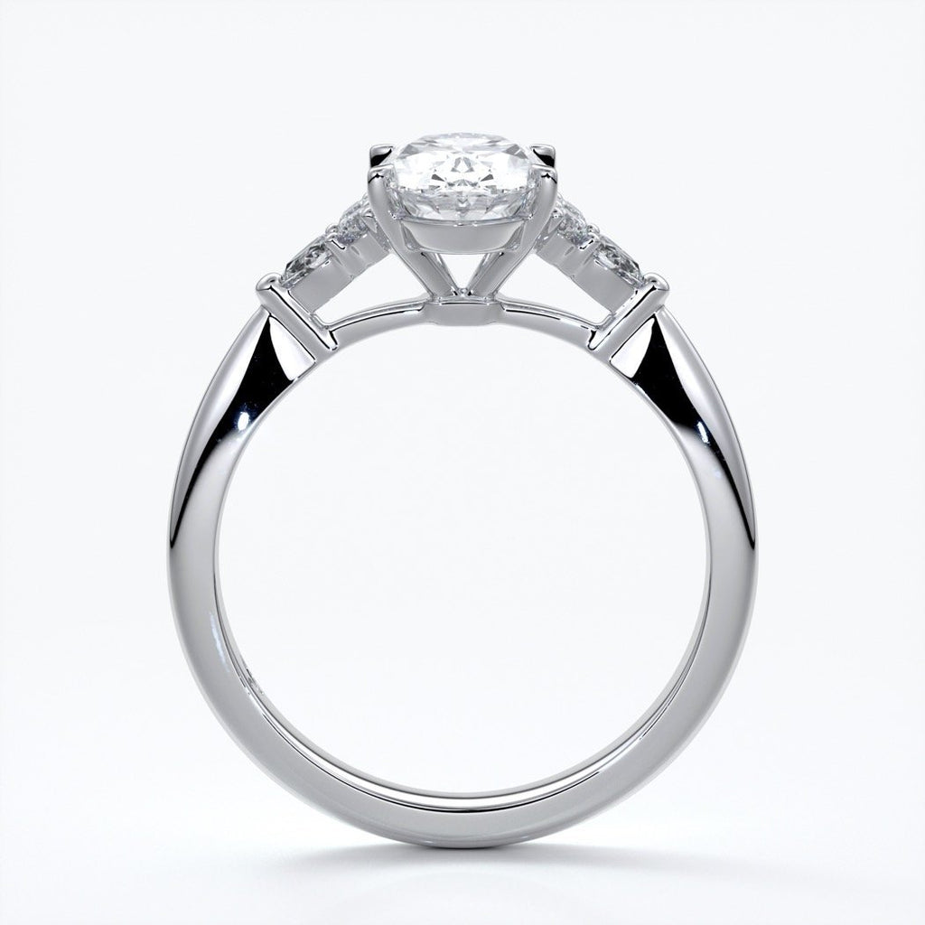 Vivian Engagement ring trilogy oval cathedral platinum