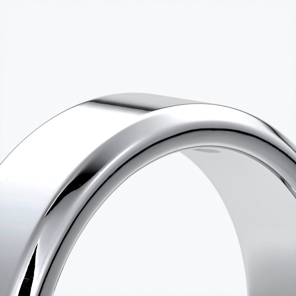 William Wedding ring 6mm bevel mens band 18ct white gold