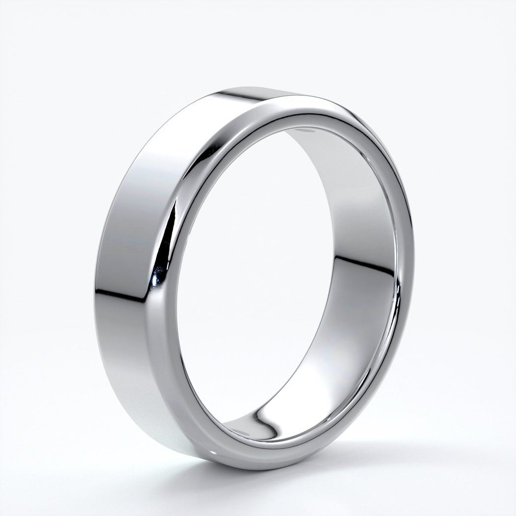 William Wedding ring 6mm bevel mens band 18ct white gold