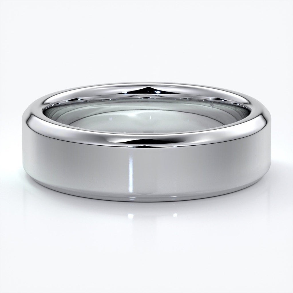 William Wedding ring 6mm bevel mens band 18ct white gold