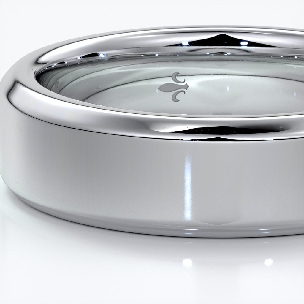 William Wedding ring 6mm bevel mens band 18ct white gold
