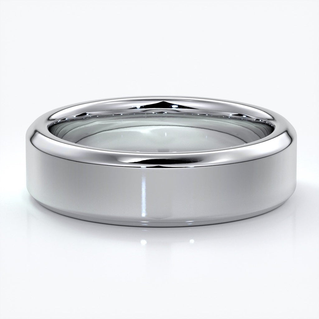 William Wedding ring 6mm bevel mens band 18ct white gold