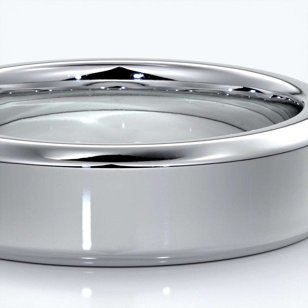 William Wedding ring 6mm bevel mens band 18ct white gold
