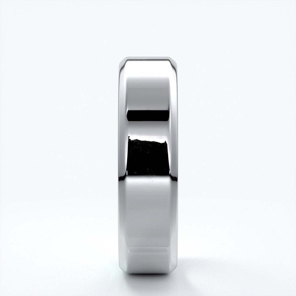 William Wedding ring 6mm bevel mens band 18ct white gold