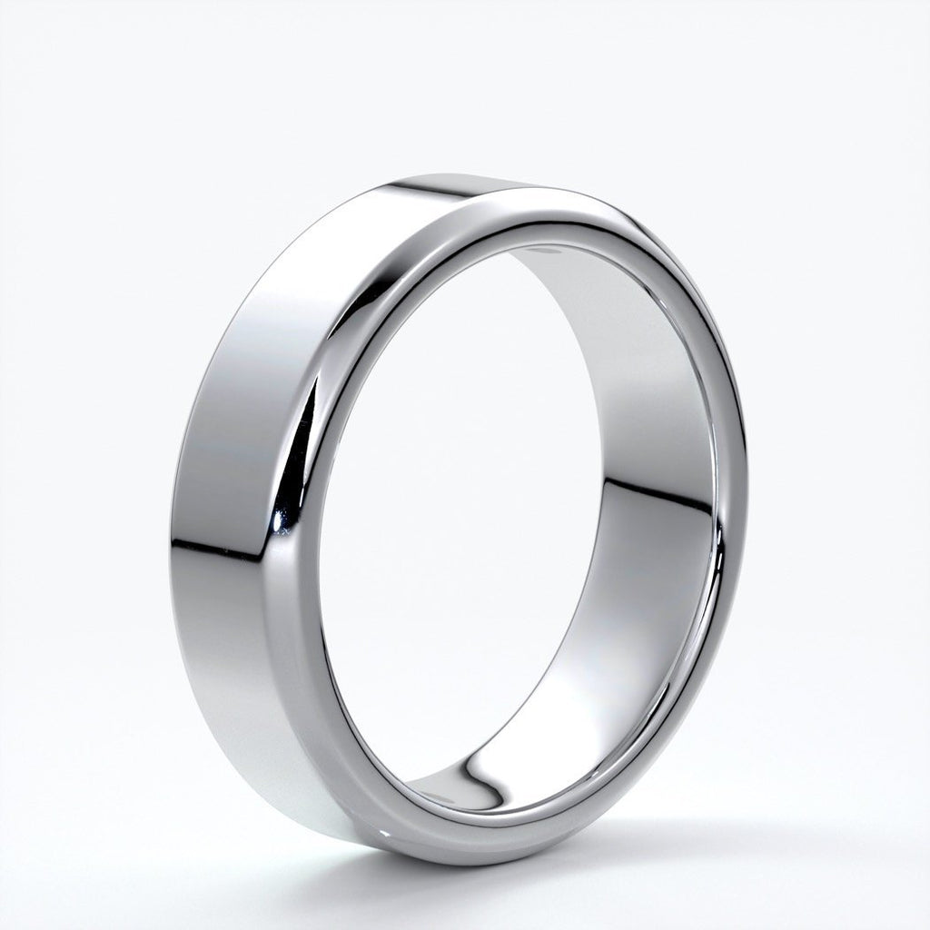 William Wedding ring 6mm bevel mens band 18ct white gold