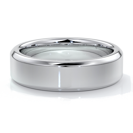 William Wedding ring 6mm bevel mens band 18ct white gold